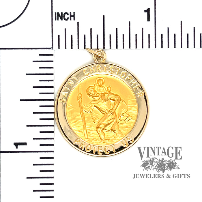 St. Christopher 14ky gold 22mm medallion scale