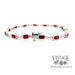 14 karat white gold ruby and diamond link bracelet, featuring box clasp with safety