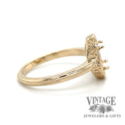 14 karat yellow gold oval semi-mount engagement ring, side view