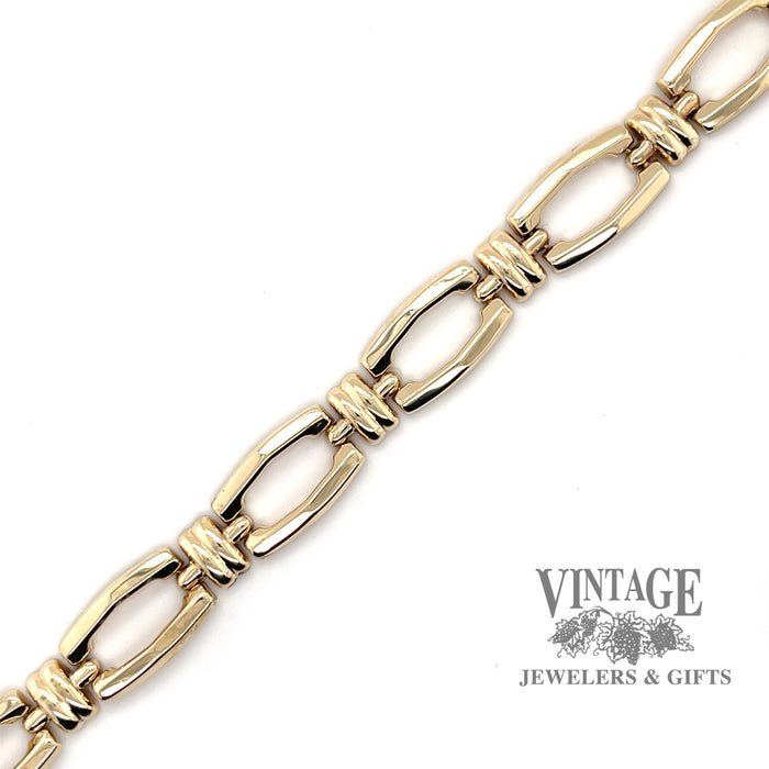 14 karat yellow gold elongated hollow link  bracelet