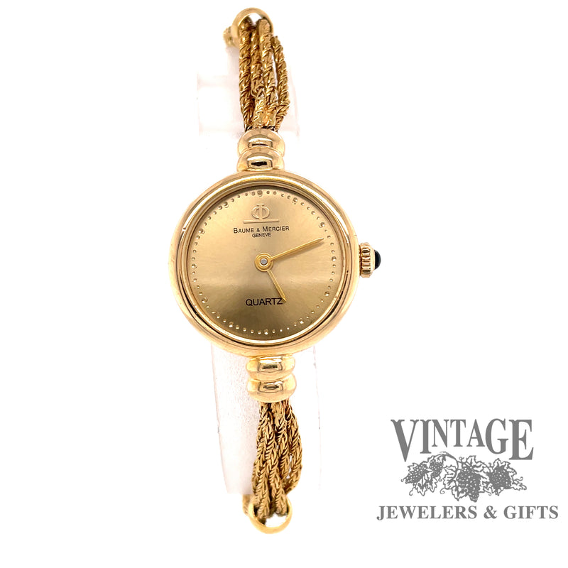 Estate 14 karat gold ladies Baume & Mercier watch with chain bracelet