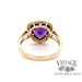Rear view, 14k gold ring with Trillion cut amethyst 