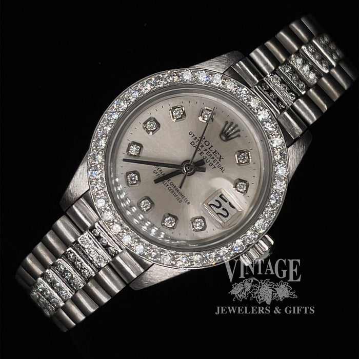 Ladies 18kw gold diamond Rolex #6917