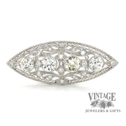 Antique Edwardian platinum and diamond brooch white backround