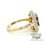 Alexandrite and diamond 18ky gold ring side