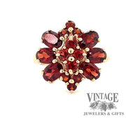 10 karat yellow gold garnet cluster ring