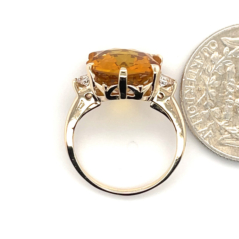 Checkerboard fancy cut citrine 10ky Ring