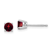 14 karat white gold 4 mm garnet stud earrings