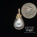 Mabe' pearl and diamond 14ky gold pendant quarter for scale