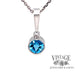 14 karat white gold blue topaz pendant with diamond accent