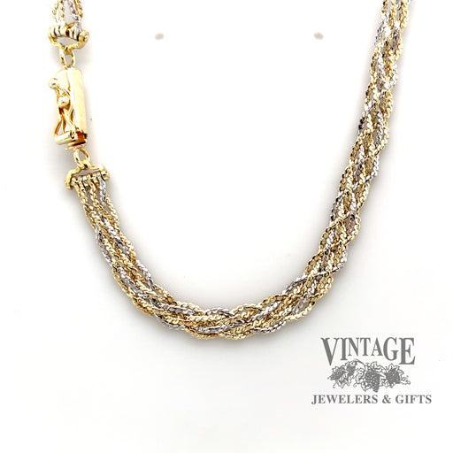 14 karat two-tone gold 20.5" braided serpentine chain necklace