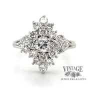 14 karat white gold 1.17ctw diamond cluster ring