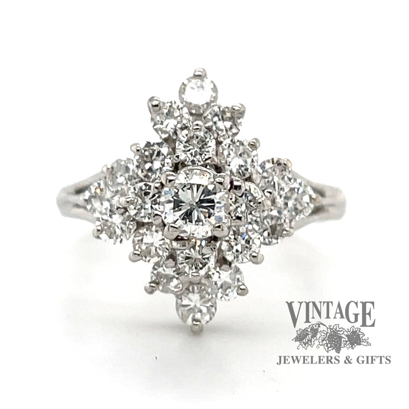 14 karat white gold 1.17ctw diamond cluster ring