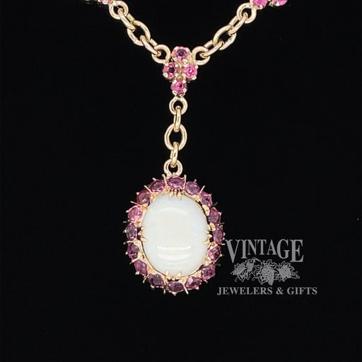 Opal and spinel 14k/10k yellow gold necklace