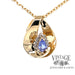 14 karat yellow gold tanzanite slide pendant with halo diamonds
