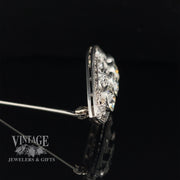 Antique Edwardian platinum and diamond brooch side
