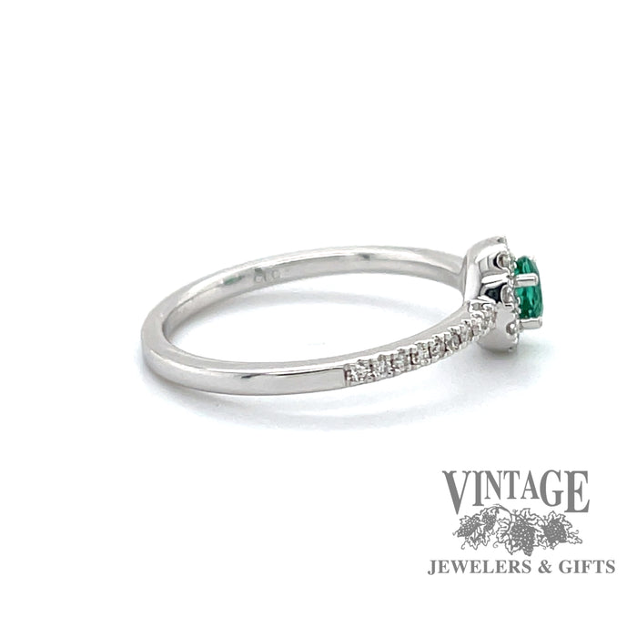 .25ct Emerald .20ct diamond 14k white halo ring