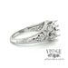 14 karat white gold diamond and sapphire vintage inspired ring mounting, side view