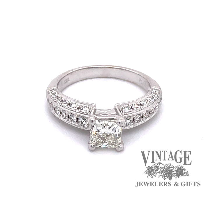 18 karat white gold princess cut diamond engagement ring