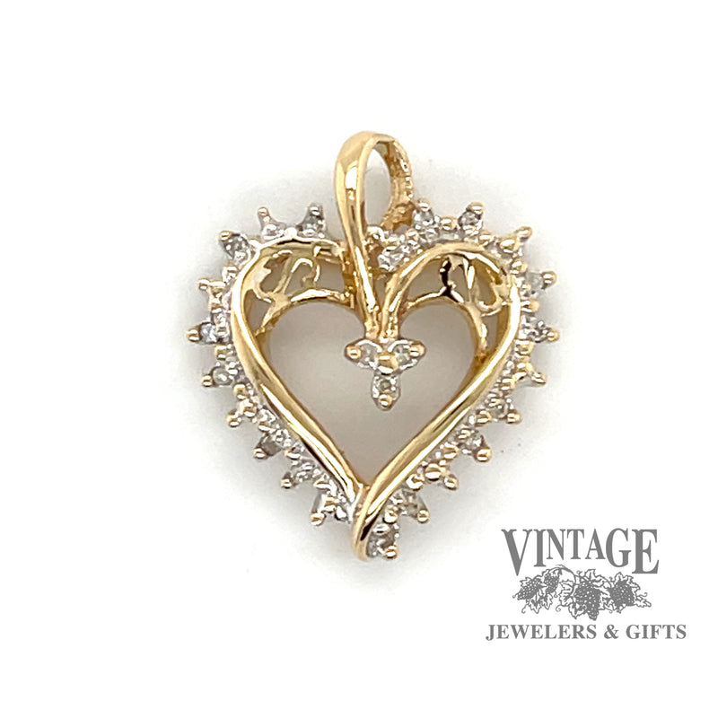 Diamond heart 10ky pendant top