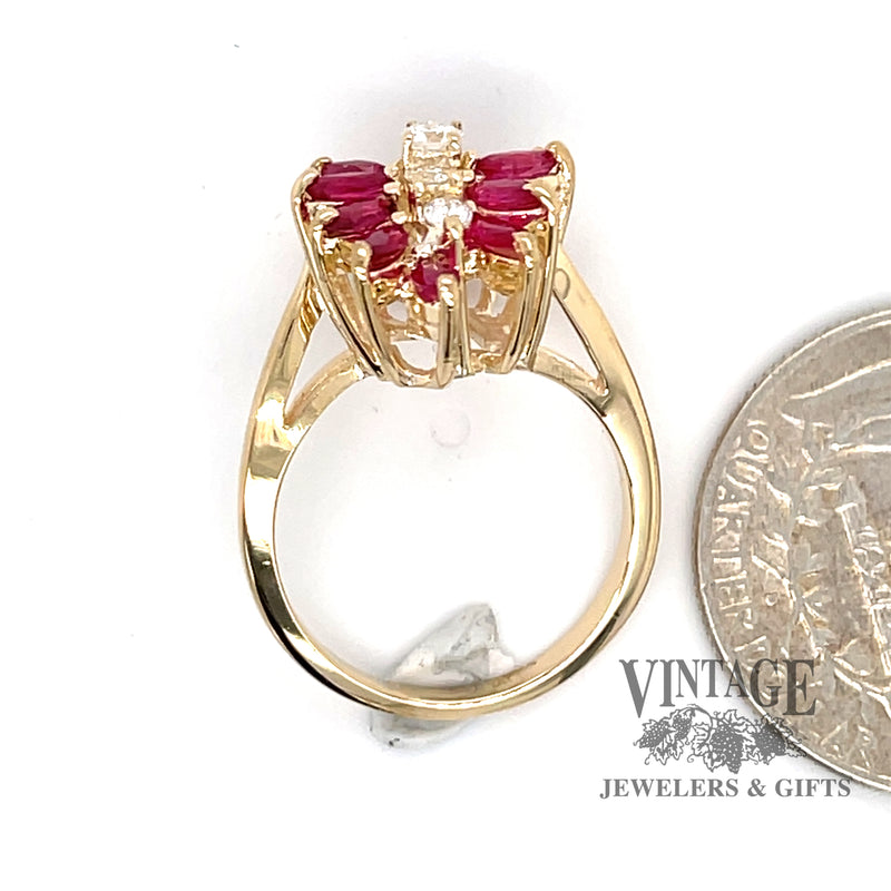 Ruby and diamond 14ky gold cocktail ring
