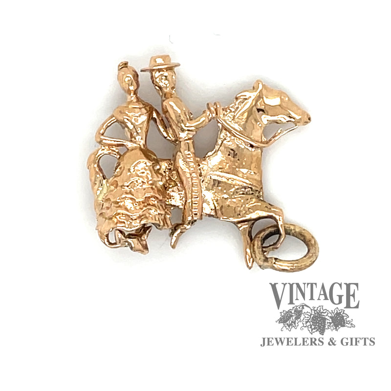 Vaquero on horseback charm in 18ky gold