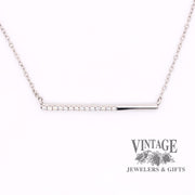 14 karat white gold .15ctw diamond bar necklace 