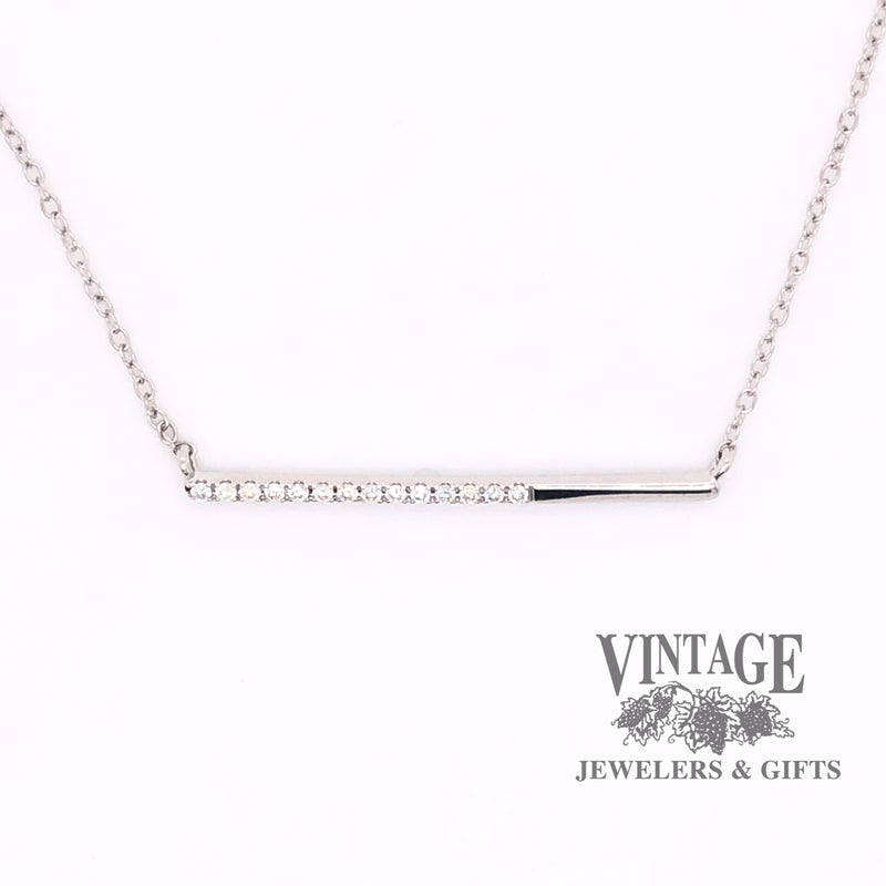 14 karat white gold .15ctw diamond bar necklace 