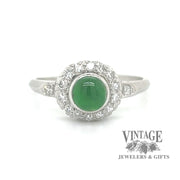 Antique imperial Jadeite and diamond Herbert Rosenthal platinum ring