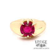 1.8 carat Lab Ruby 10ky gold belcher ring