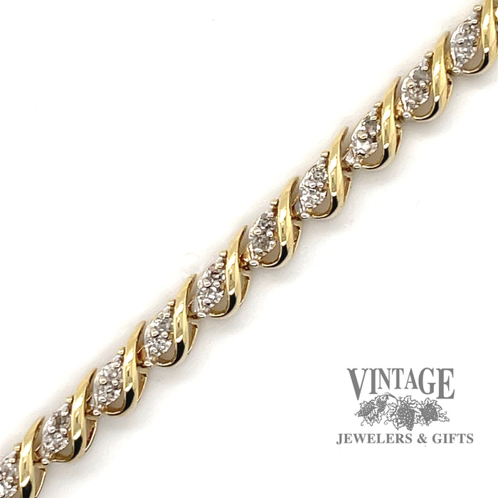 1ct diamond tennis 14ky gold estate bracelet