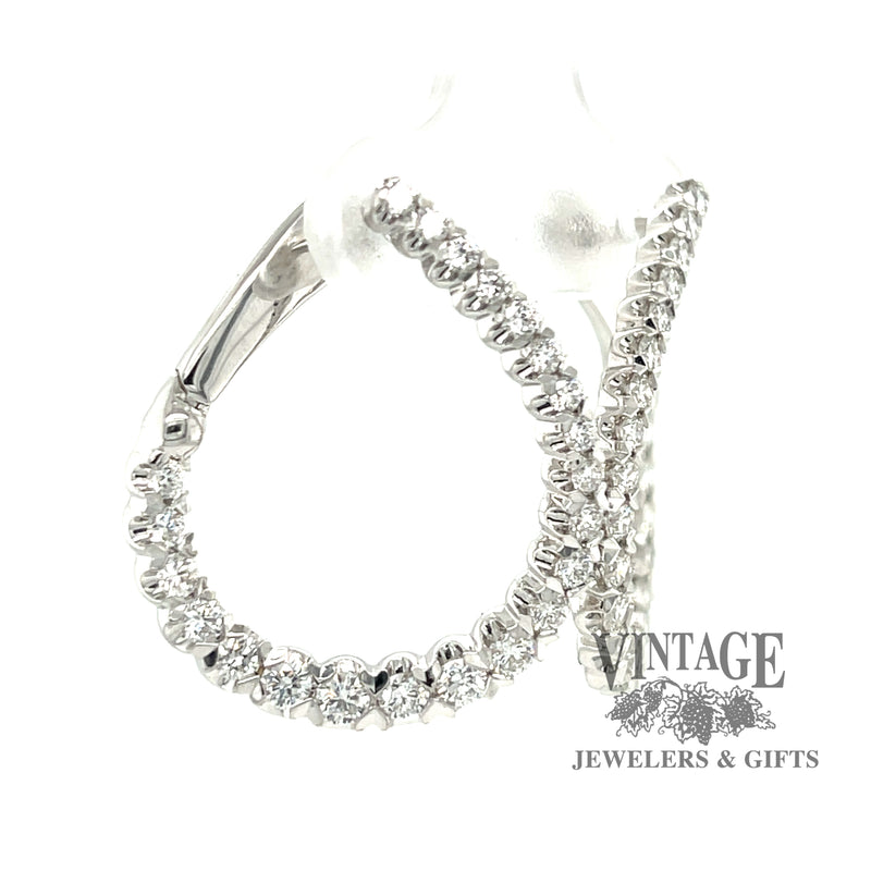 Twisted diamond 1.5CTW 14kw gold hoop earrings