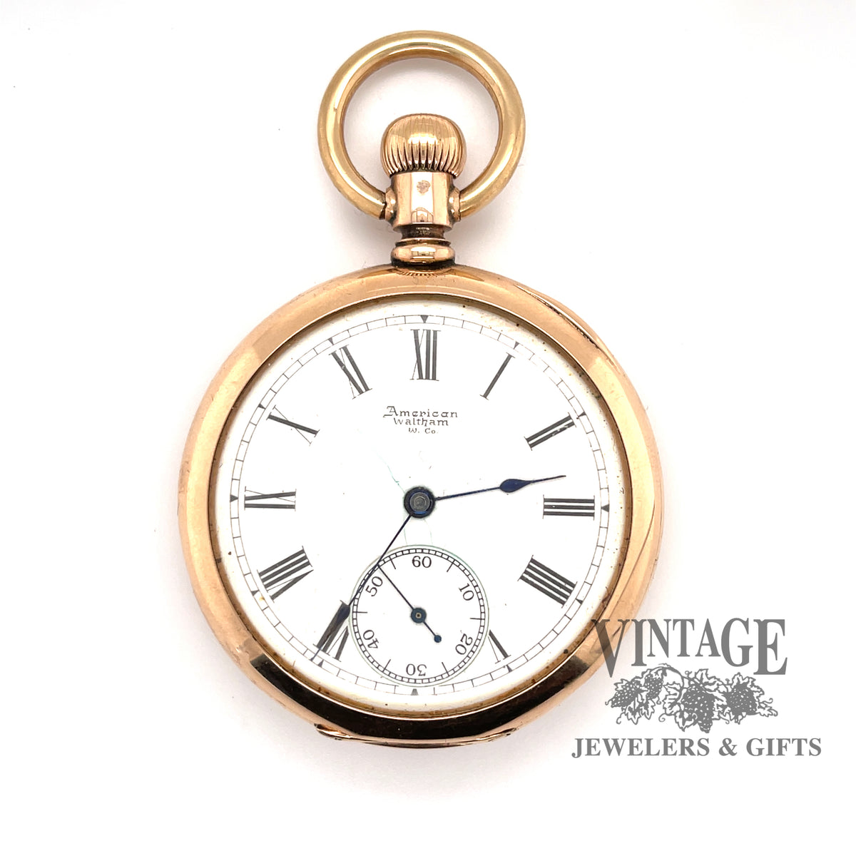 American Waltham pocket watch with solid 14k gold case — Vintage