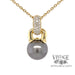 18 karat yellow gold Tahitian pearl enhancer pendant with pave' set diamonds, front