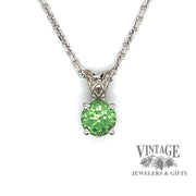 14 karat white gold 1.04 carat round tsavorite pendant
