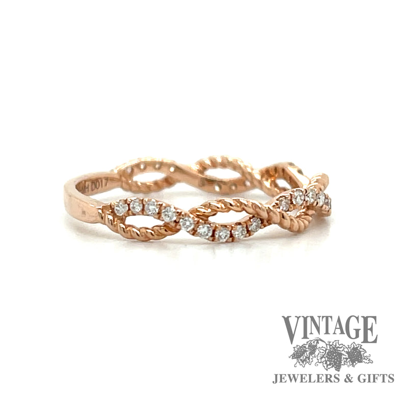 Braided 14kr gold diamond ring side