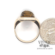 14 karat yellow gold tiger eye intaglio ring