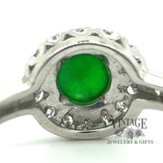Antique imperial Jadeite and diamond Herbert Rosenthal platinum ring translucence