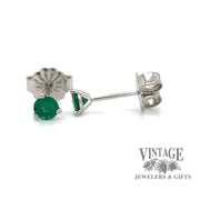 14 karat white gold .20 carat total weight emerald  martini stud earrings