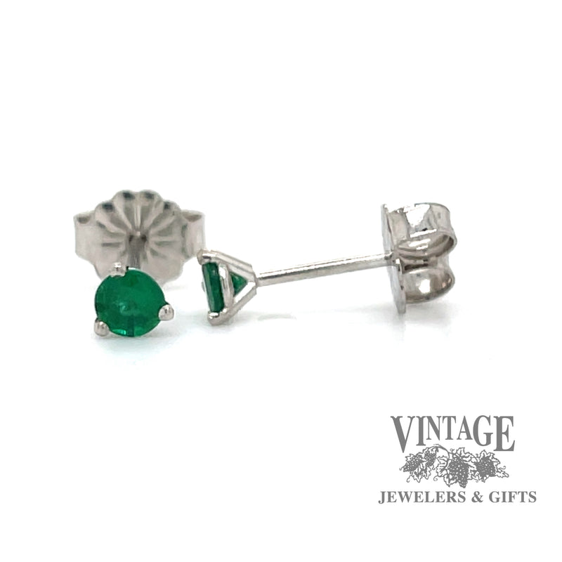14 karat white gold .20 carat total weight emerald  martini stud earrings