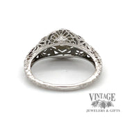 18 karat white gold .25ct diamond filigree ring, rear view