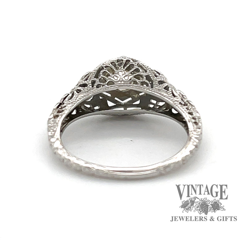 18 karat white gold .25ct diamond filigree ring, rear view
