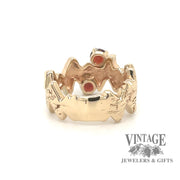 14 karat yellow gold Garnet free form ring, rear view