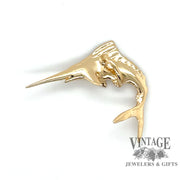 14 karat gold swordfish charm or pendant, back