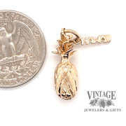 Pineapple 14ky gold charm quarter for scale