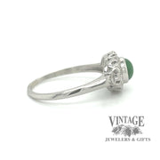 Antique imperial Jadeite and diamond Herbert Rosenthal platinum ring side