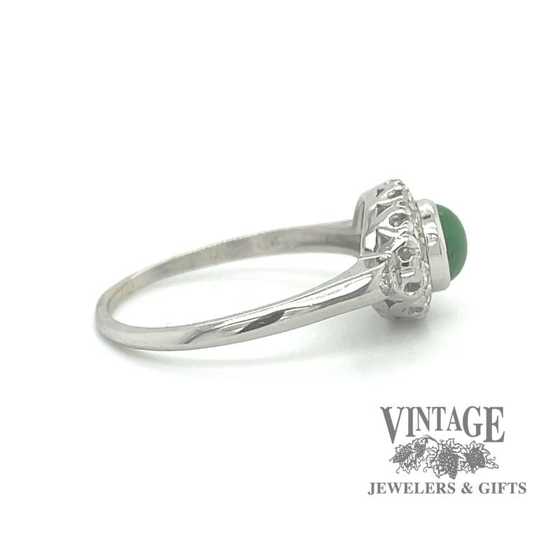 Antique imperial Jadeite and diamond Herbert Rosenthal platinum ring side