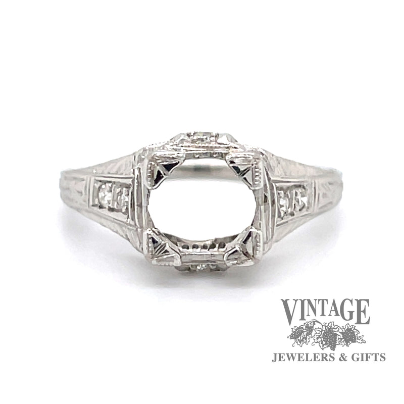 Platinum filigree mounting for 1 carat round stone