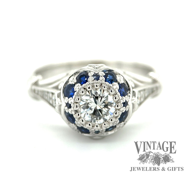 Filigree sapphire and .53 carat diamond ring.