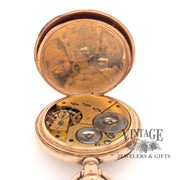 American Waltham pocket watch with solid 14k gold case, inside, movement